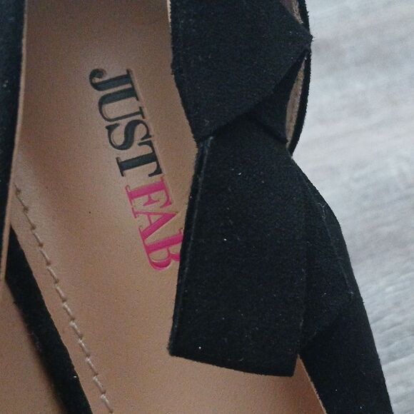 JustFab Carletta black suede heels pumps with bow on side Sz 10 - Picture 6 of 7